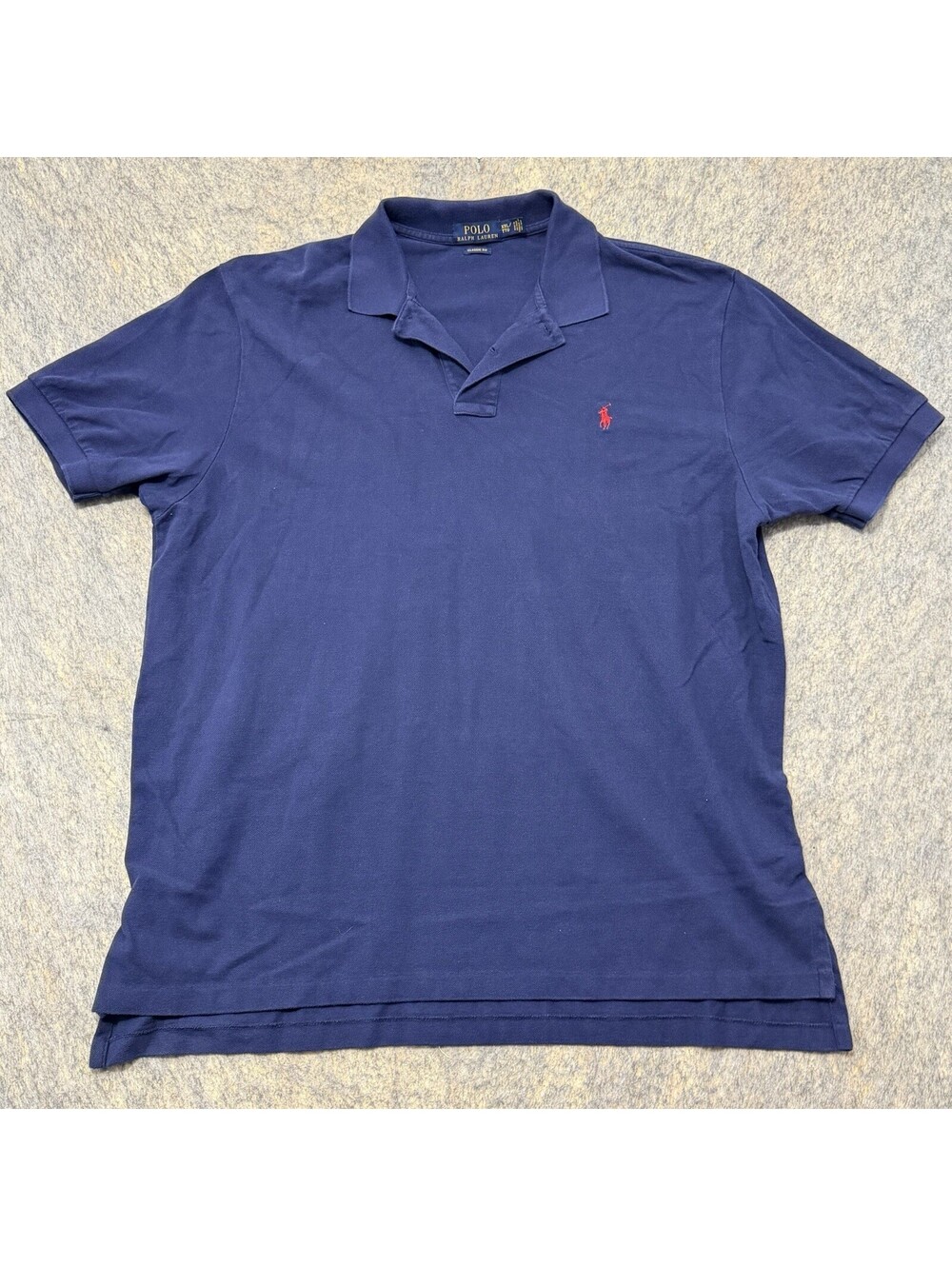 Polo Ralph Lauren Mens XXL Classic Fit Polo Shirt Navy Blue Red Pony Logo